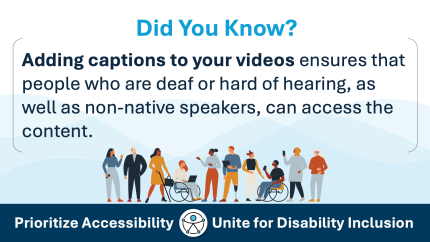 Captions aren't just for the hearing impaired —they're for everyone! Let's ensure our videos are accessible to all, regardless of language or ability.